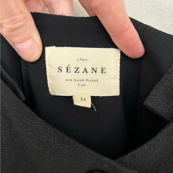 Sezane Button Down Linen Gabby Dress in Black - Size 34 - Picture 4 of 8
